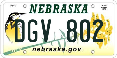 NE license plate DGV802