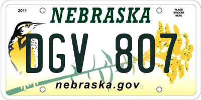 NE license plate DGV807