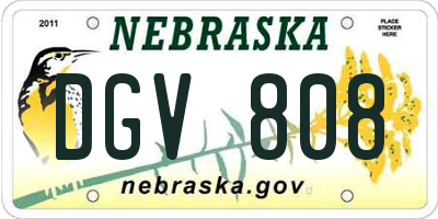 NE license plate DGV808