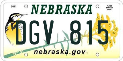 NE license plate DGV815