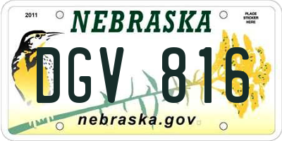 NE license plate DGV816