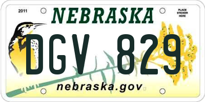NE license plate DGV829