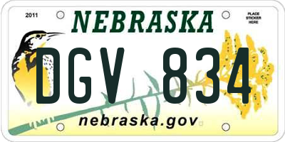 NE license plate DGV834