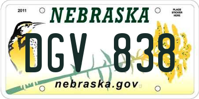 NE license plate DGV838