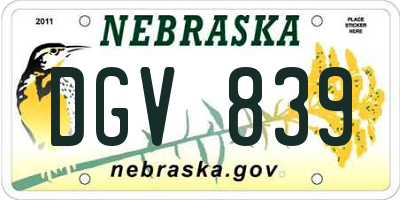 NE license plate DGV839