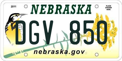 NE license plate DGV850