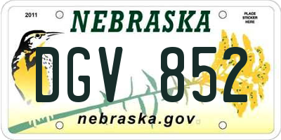 NE license plate DGV852