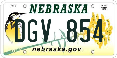 NE license plate DGV854