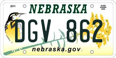 NE license plate DGV862
