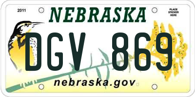 NE license plate DGV869