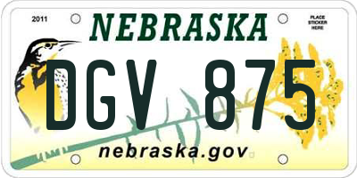 NE license plate DGV875