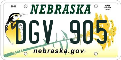 NE license plate DGV905