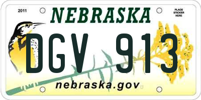 NE license plate DGV913