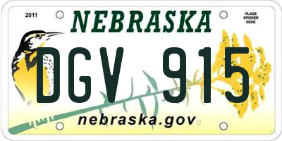 NE license plate DGV915