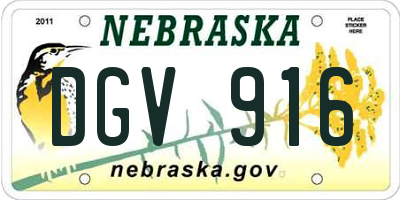 NE license plate DGV916