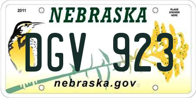 NE license plate DGV923