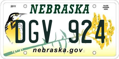 NE license plate DGV924