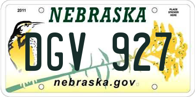 NE license plate DGV927