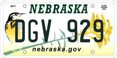 NE license plate DGV929