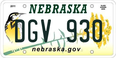 NE license plate DGV930