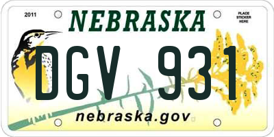 NE license plate DGV931