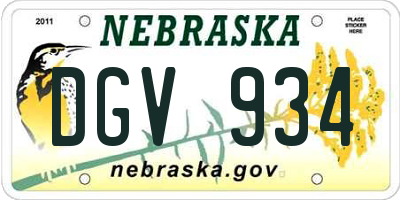NE license plate DGV934