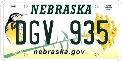 NE license plate DGV935