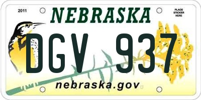 NE license plate DGV937