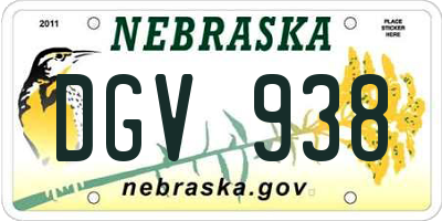 NE license plate DGV938