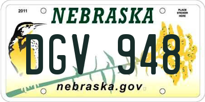 NE license plate DGV948