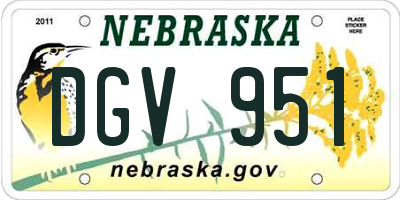 NE license plate DGV951