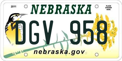 NE license plate DGV958
