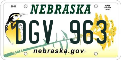 NE license plate DGV963