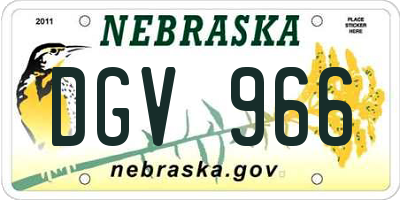 NE license plate DGV966