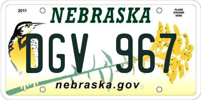 NE license plate DGV967