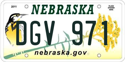 NE license plate DGV971