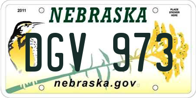 NE license plate DGV973