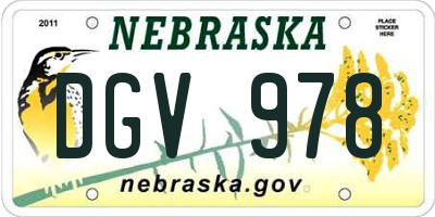 NE license plate DGV978