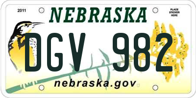NE license plate DGV982