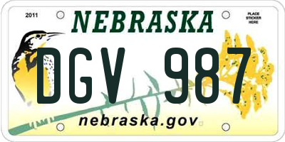 NE license plate DGV987