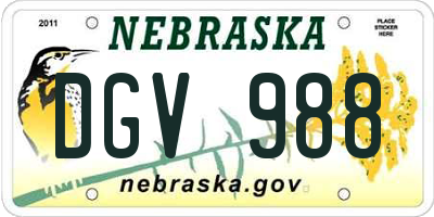 NE license plate DGV988