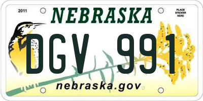 NE license plate DGV991