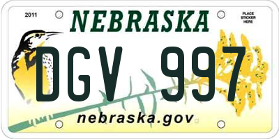 NE license plate DGV997