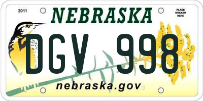 NE license plate DGV998