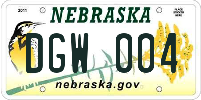 NE license plate DGW004