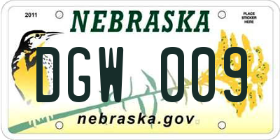 NE license plate DGW009