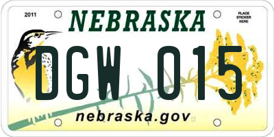 NE license plate DGW015