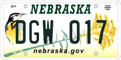 NE license plate DGW017