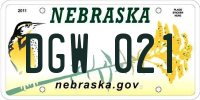 NE license plate DGW021