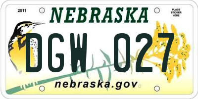 NE license plate DGW027